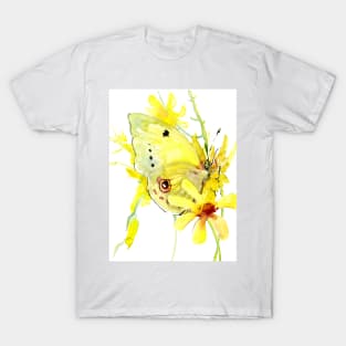 Yellow Butterfly And Yellow flowers T-Shirt